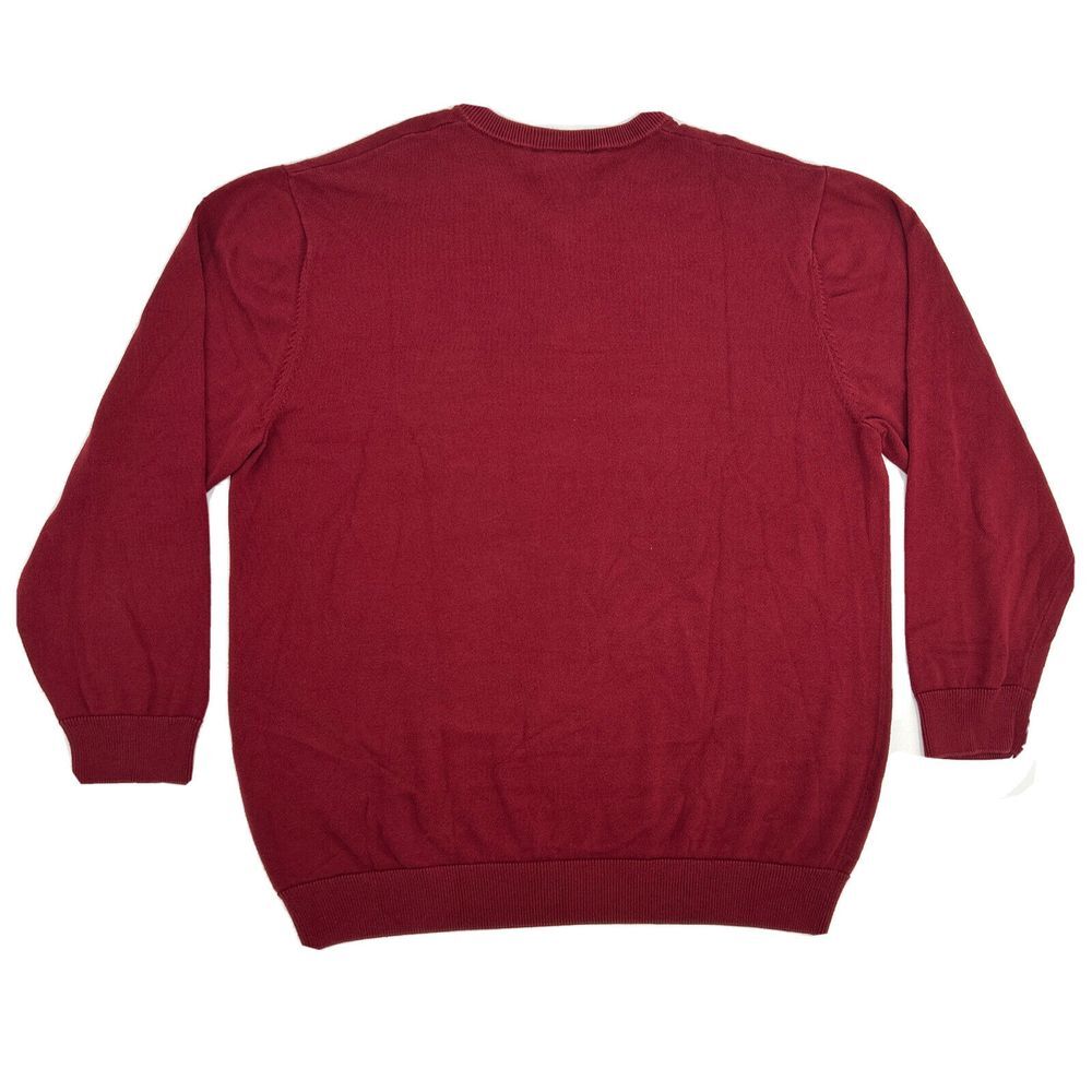 Lacoste Sweater Men's 7 (US 2XL) Maroon Long Sleeve V-Neck Pullover 100% Cotton - Picture 6 of 10